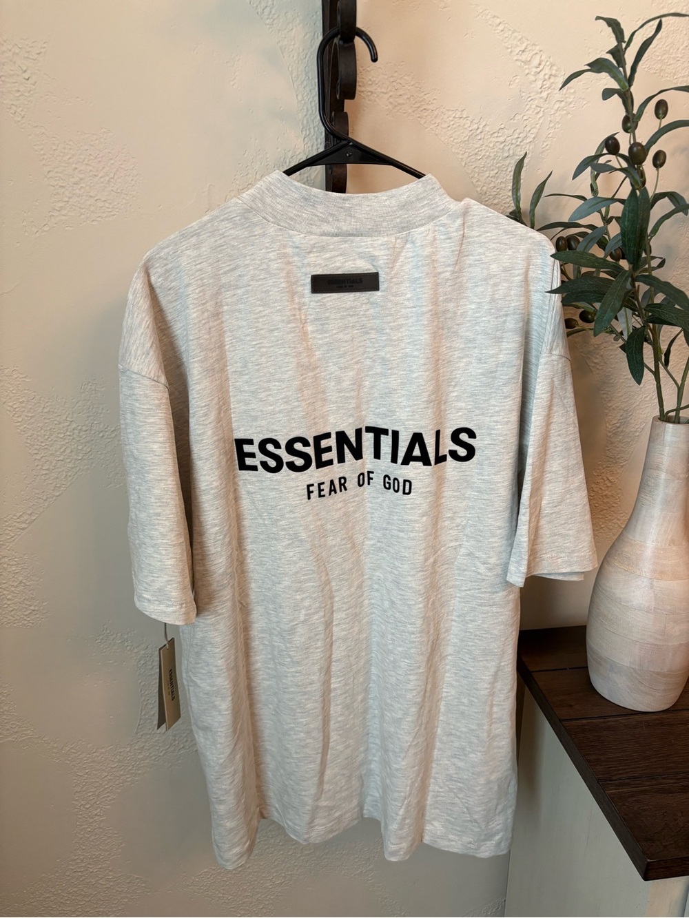 Fear of God Essentials Short Sleeve Tee - Light Gray with Black Logo